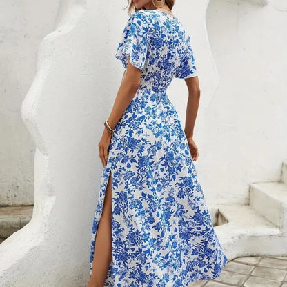LB | Damska mini sukienka Boho Print Letnia elegancka sukienka bez rękawów