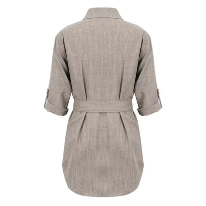LB | Elegancka mini sukienka z głębokim dekoltem V i rękawem 3/4 Moda damska