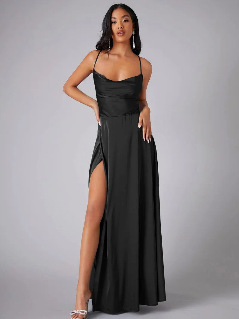 LB | Sukienka maxi z lejącego jedwabiu z eleganckim tyłem