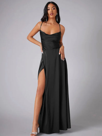 LB | Sukienka maxi z lejącego jedwabiu z eleganckim tyłem