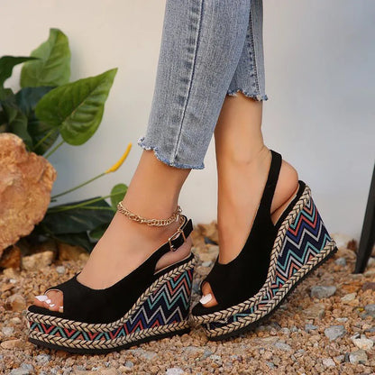 AS | Boho sandały na koturnie