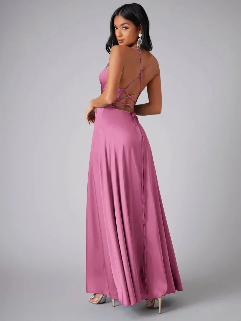 LB | Sukienka maxi z lejącego jedwabiu z eleganckim tyłem