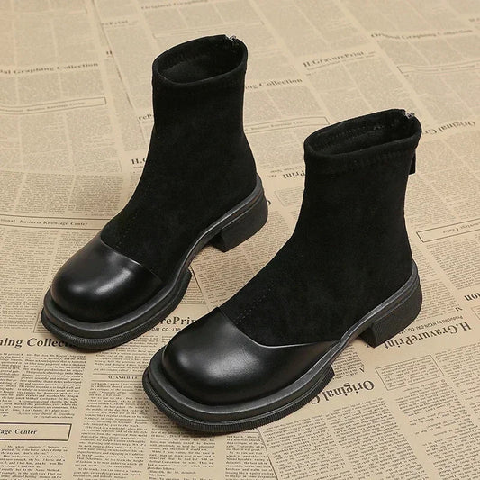 LB | Buty za kostkę z zamszu i skóry