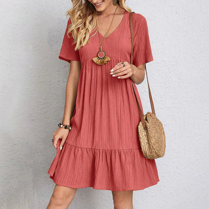 LB | Modna mini sukienka boho z falbaną u dołu