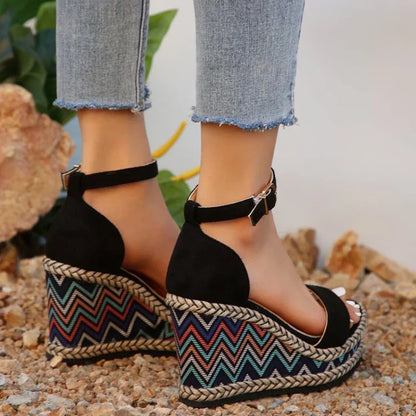 AS | Boho sandały na koturnie