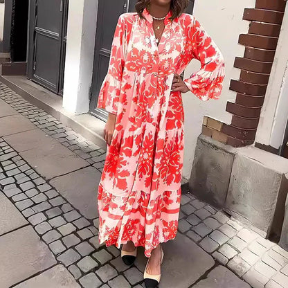 LB | Modna sukienka maxi boho z nadrukiem