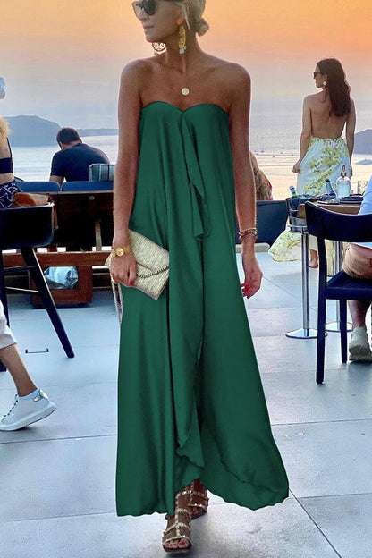 LB | Morning Grace Off Shoulder Satin Bouquet Party Maxi Dress