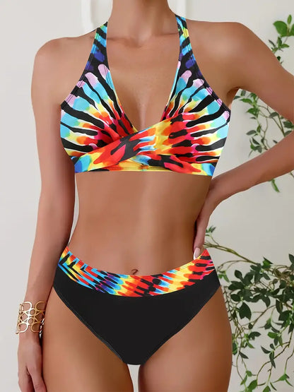 LB | Stylowe, losowe bikini z nadrukiem na ramiączkach