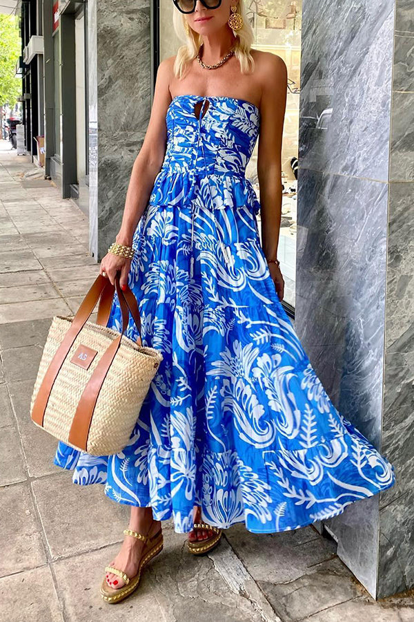 LB | Summer Soiree Off Shoulder Smocked Neckline Tiered Maxi Dress