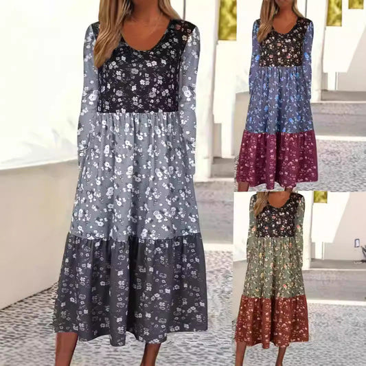 AS | Dámské oblečení šaty barevný kontrast Patchwork Plus velikost