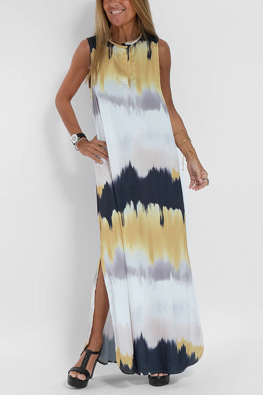 LB | Make Them Proud Satin Tie-dye Print Relaxed Maxi Dress