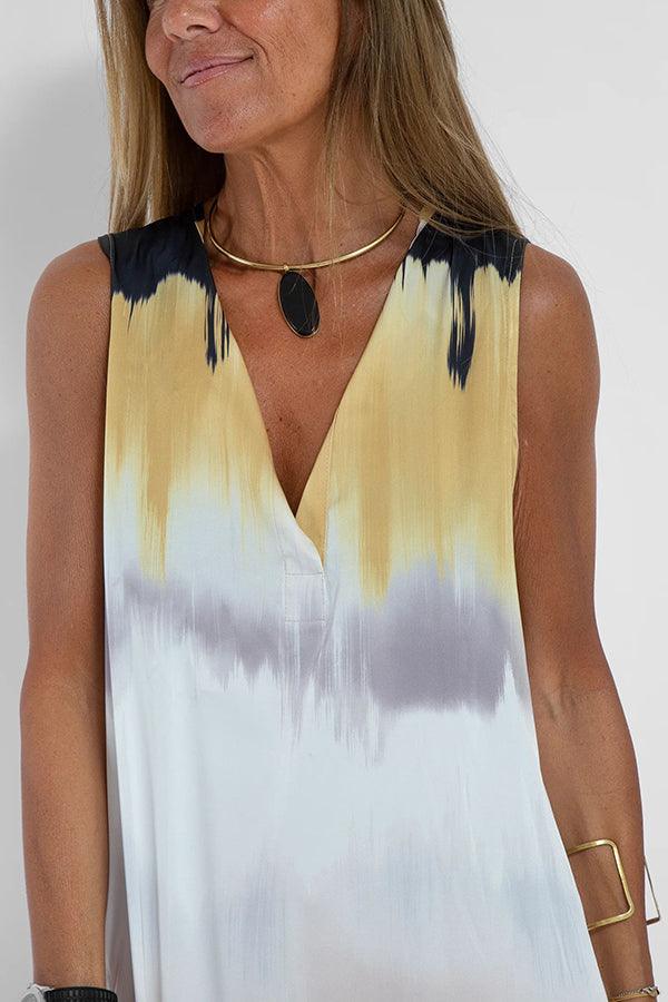 LB | Make Them Proud Satin Tie-dye Print Relaxed Maxi Dress