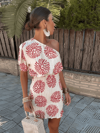 LB | Elegancka letnia sukienka mini z przyciągającymi wzrok nadrukami