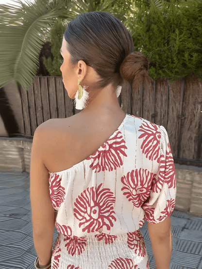 LB | Elegancka letnia sukienka mini z przyciągającymi wzrok nadrukami