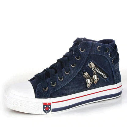 LB | Dżinsowe sneakersy z białą podeszwą