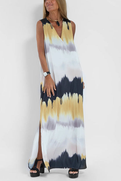 LB | Make Them Proud Satin Tie-dye Print Relaxed Maxi Dress