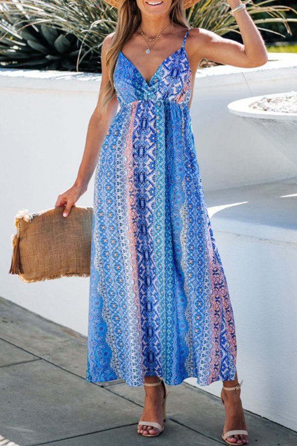 LB | Beach Walk Colorblock Paisley Printed Cami Maxi Dress