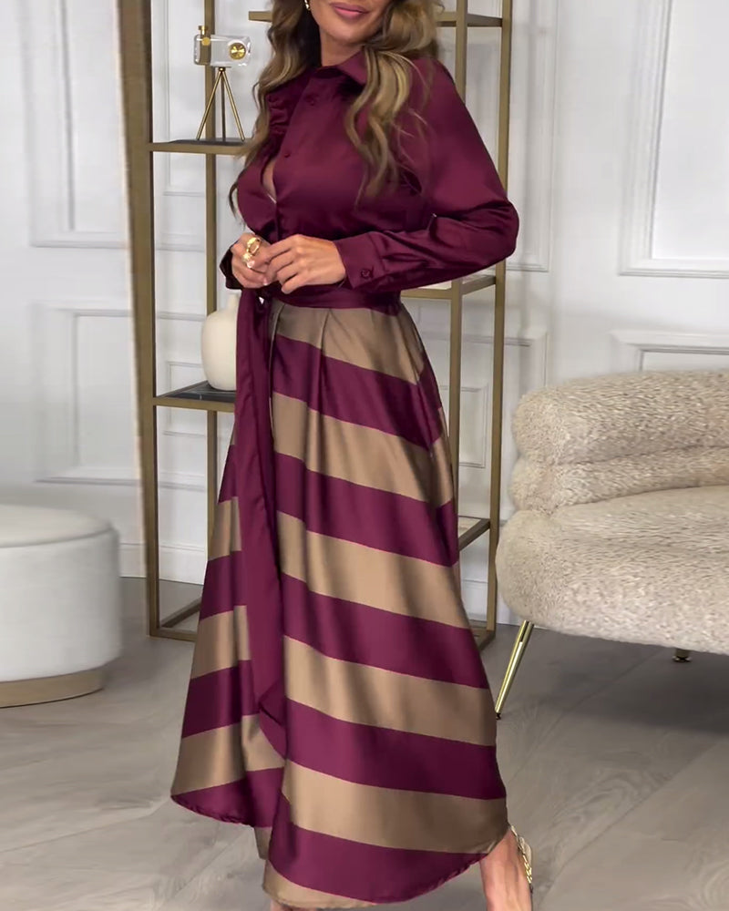 LB | Elegancka sukienka maxi w paski