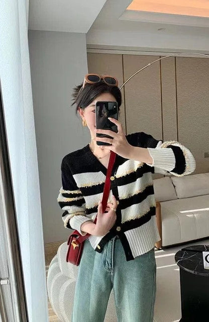 AS | Casualowy kardigan z dzianiny w paski