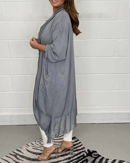 AS | Comér - Jedwabisty luźny top z dekoltem w szpic