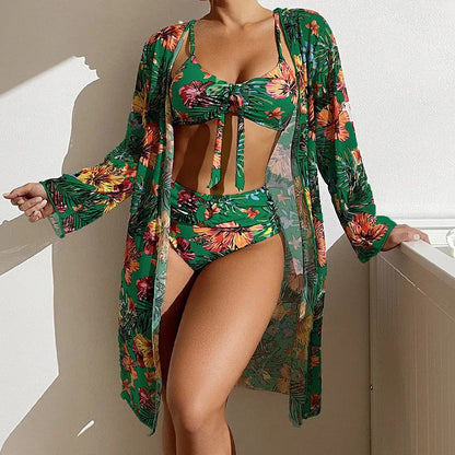 AS | 3-częściowe bikini w kwiaty z tuniką