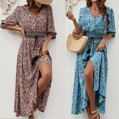 AS | Boho maxi sukienka z rozcięciem