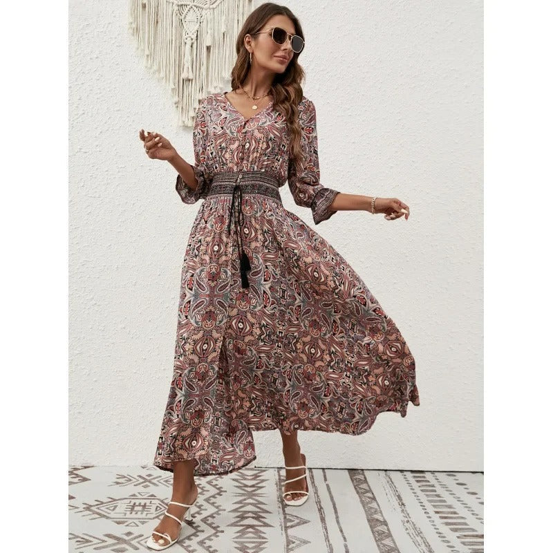 AS | Boho maxi sukienka z rozcięciem