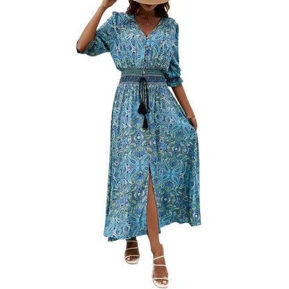 AS | Boho maxi sukienka z rozcięciem