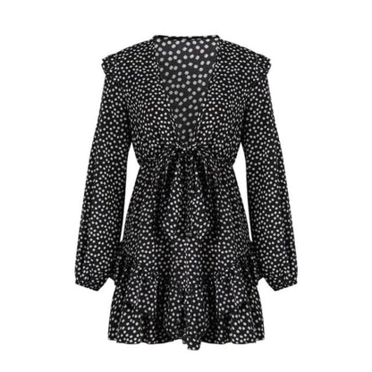 LB | Sukienka damska Boho Kwiatowa falbana Krótka mini sukienka