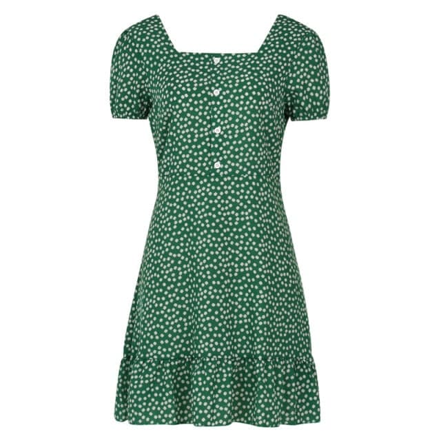 LB | Sukienka damska Boho Kwiatowa falbana Krótka mini sukienka