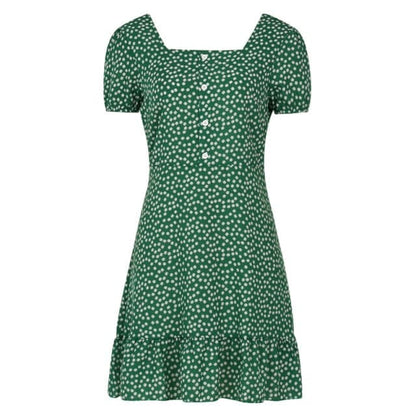LB | Sukienka damska Boho Kwiatowa falbana Krótka mini sukienka