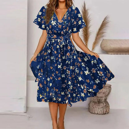 LB | Sukienka maxi dla kobiet z nadrukiem vintage